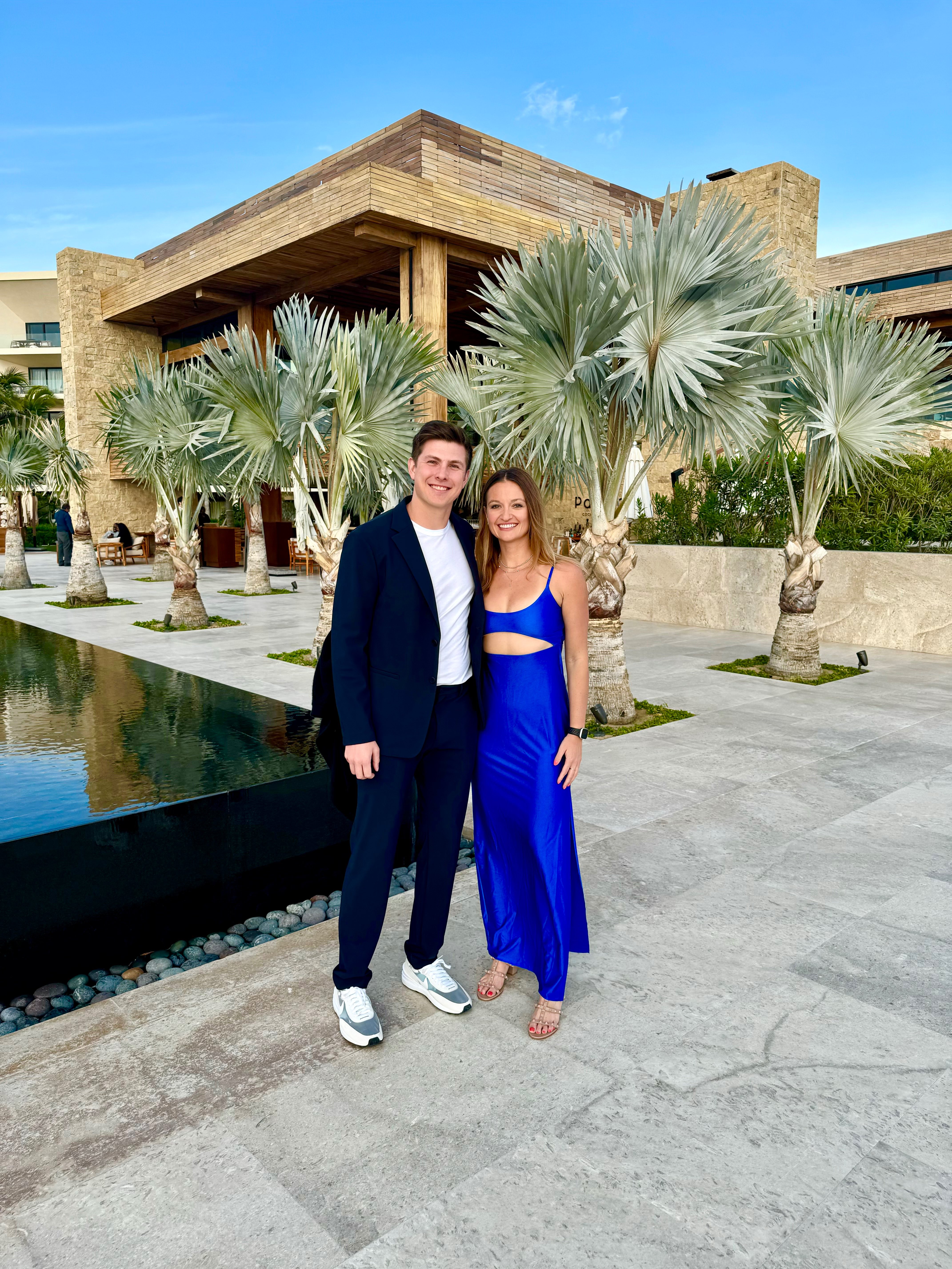 Adam and Julianna at a luxury resort